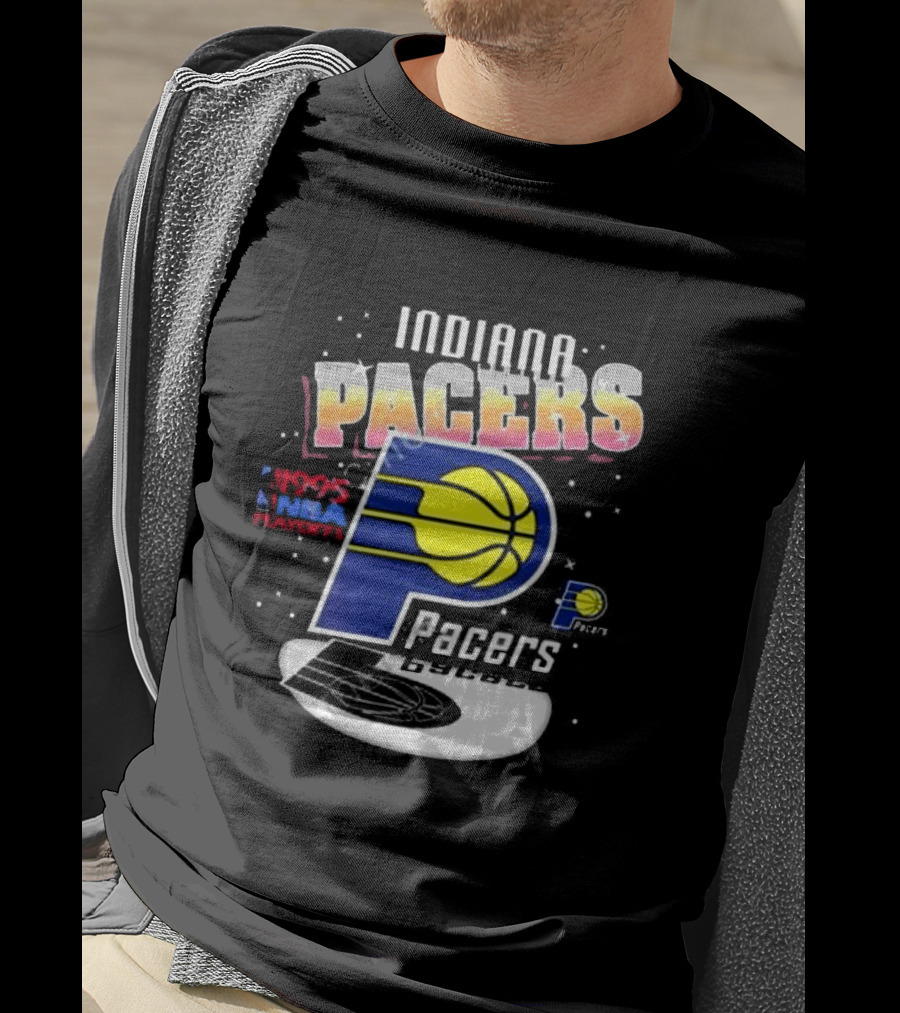 Indiana Pacers 1995 NBA Playoffs Retro Logo And Stars T-Shirt