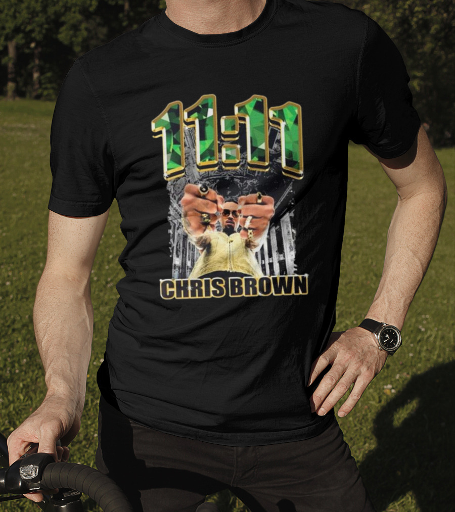 Chris Brown 11 11 Emerald Rings Black And White Architectural Background T-Shirt