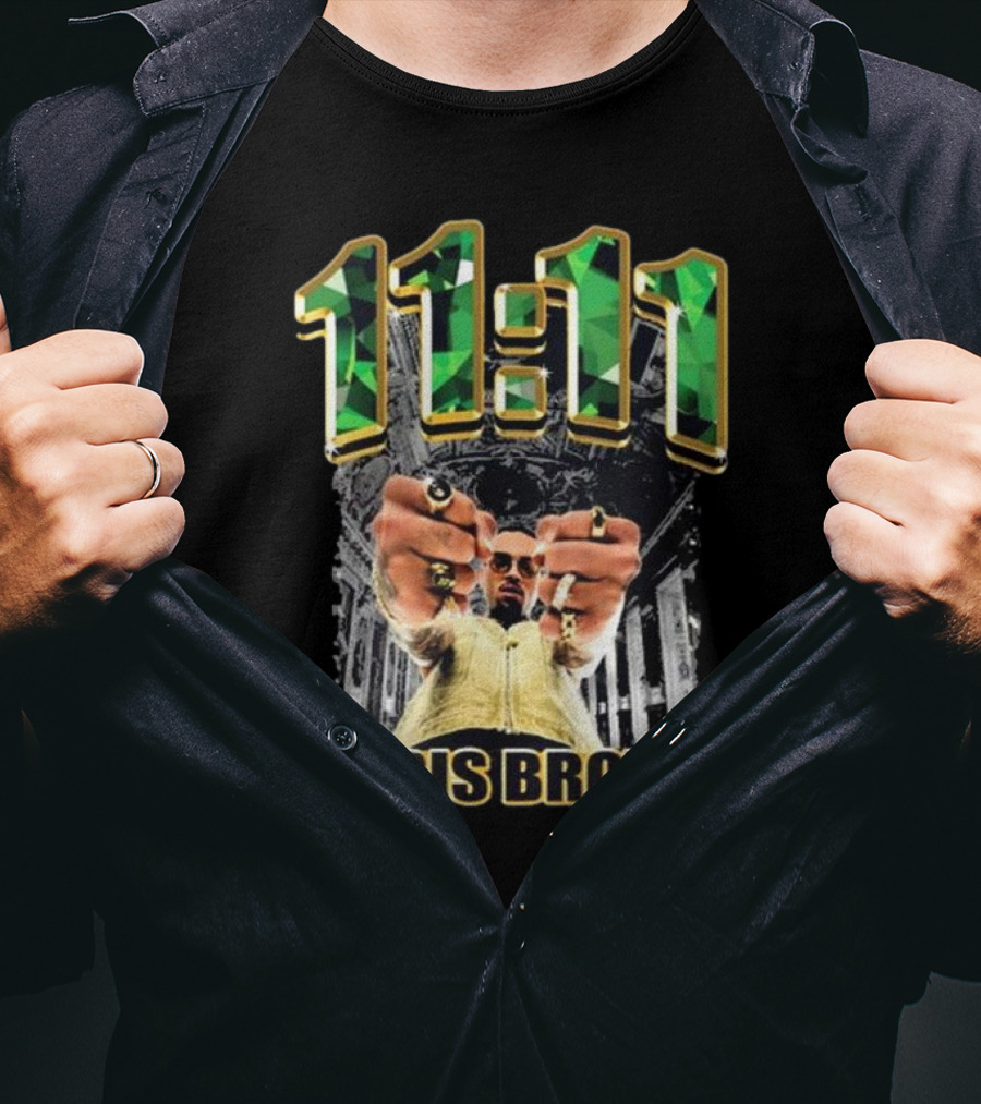 Chris Brown 11 11 Emerald Rings Black And White Architectural Background T-Shirt