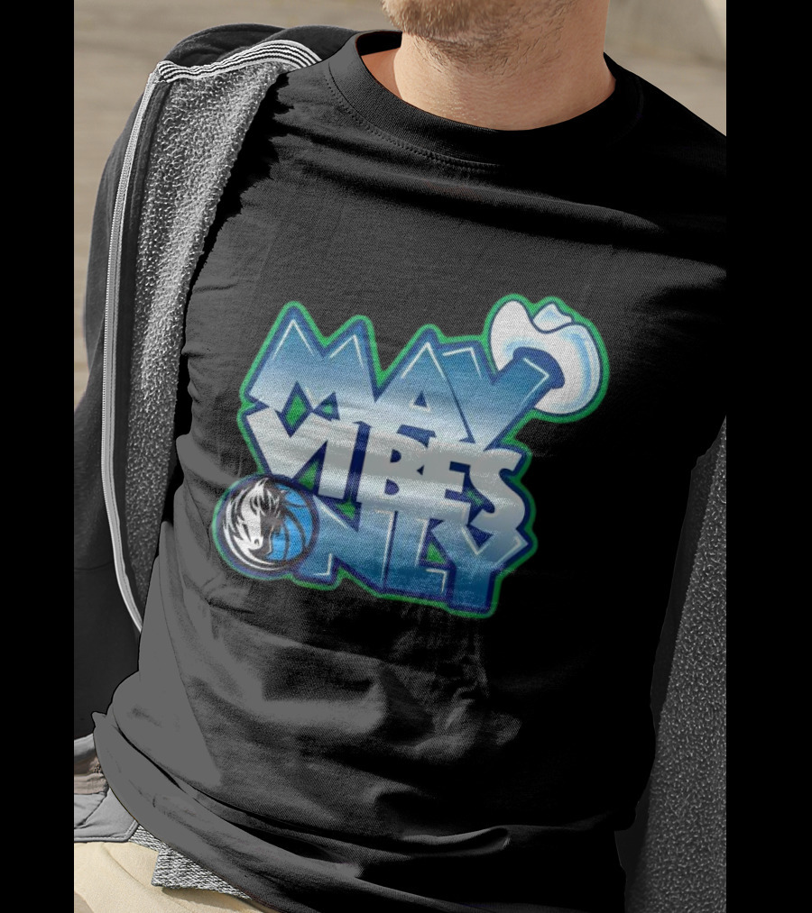 Mav Vibes Only Dallas Mavericks Basketball Logo Cowboy Hat T-Shirt