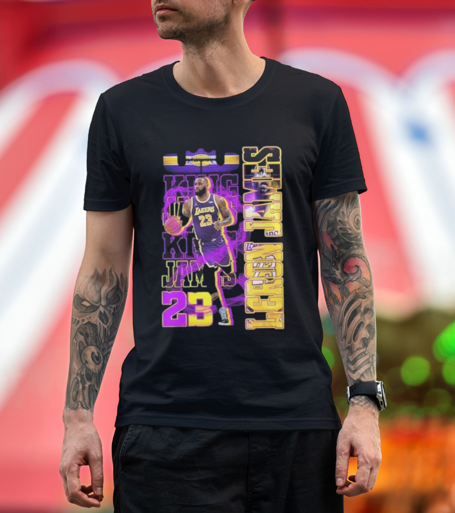 King LeBron James No. 23 Los Angeles Lakers True King Fan T-Shirt