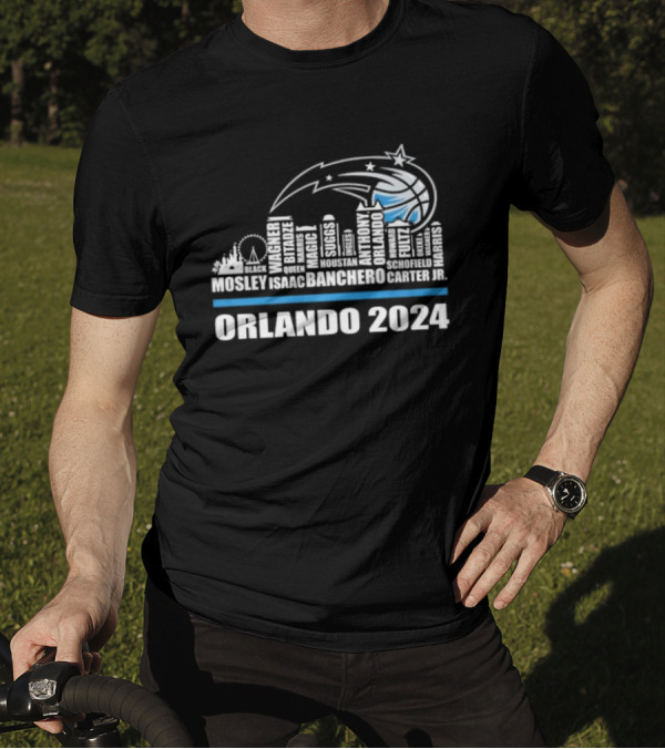 Orlando Magic 2024 Anthony Banchero Wagner Fultz Orlando Skyline T-Shirt