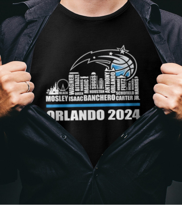 Orlando Magic 2024 Anthony Banchero Wagner Fultz Orlando Skyline T-Shirt