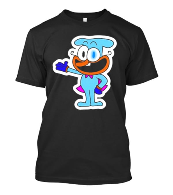 Robby1iscool The Doise Blue Cartoon Character With Orange Mouth And Purple Cape T-Shirt