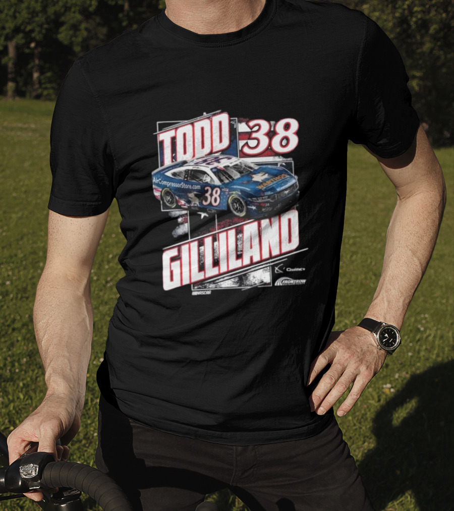 Todd Gilliland 38 Quincy Compressors Checkered Flag Sports Patriotic NASCAR Car T-Shirt