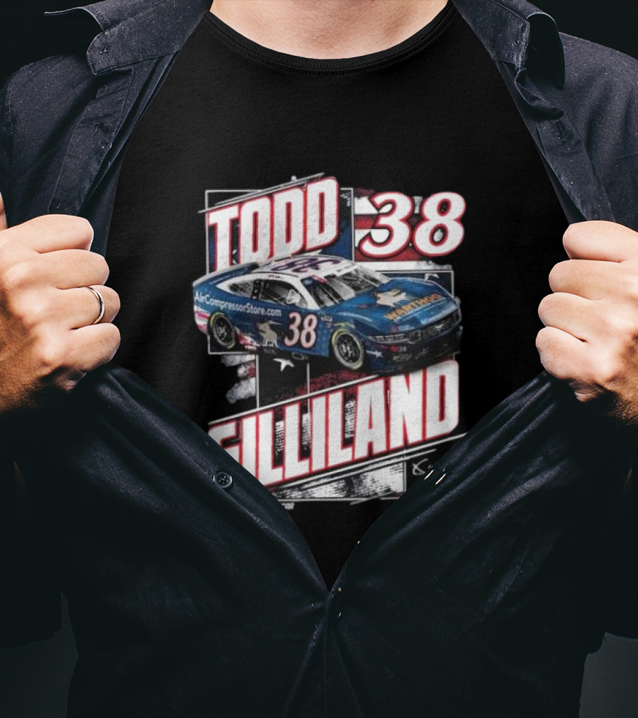 Todd Gilliland 38 Quincy Compressors Checkered Flag Sports Patriotic NASCAR Car T-Shirt