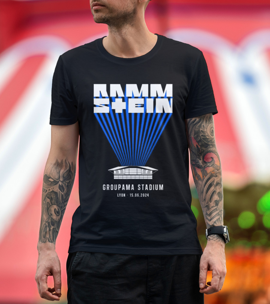 Rammstein Concert Groupama Stadium Lyon 15.06.2024 Stadium Imagery Blue Light T-Shirt