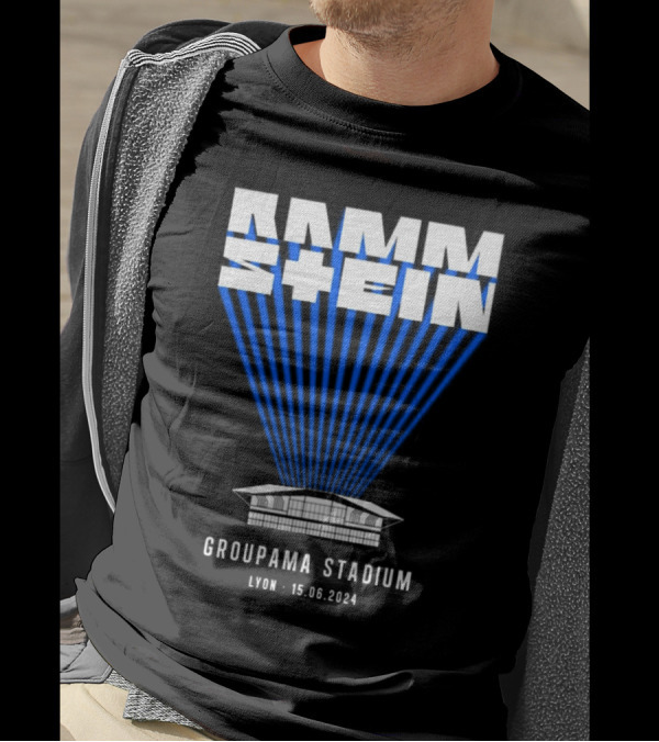Rammstein Concert Groupama Stadium Lyon 15.06.2024 Stadium Imagery Blue Light T-Shirt