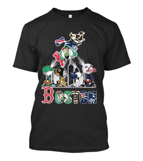 Boston Celtics Red Sox Bruins Patriots Peanuts New England Proud T-Shirt