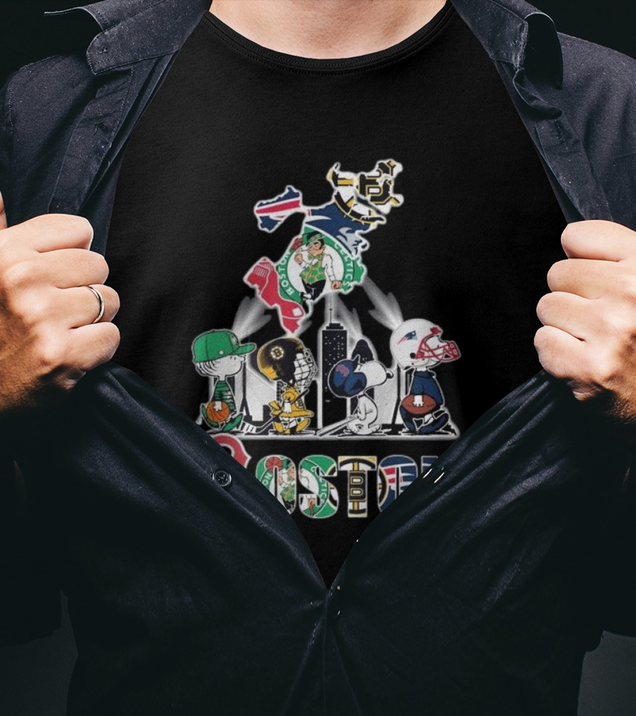 Boston Celtics Red Sox Bruins Patriots Peanuts New England Proud T-Shirt