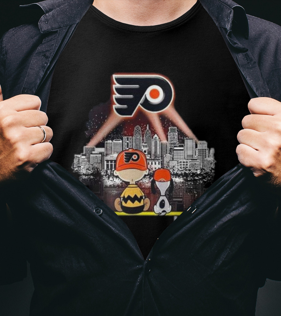 Charlie Brown Snoopy Philadelphia Flyers City Skyline T-Shirt