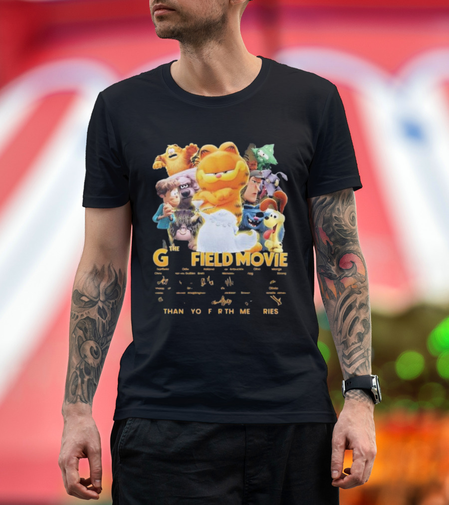 The Garfield Movie Cast Characters Thank You For The Memories Signatures T-Shirt