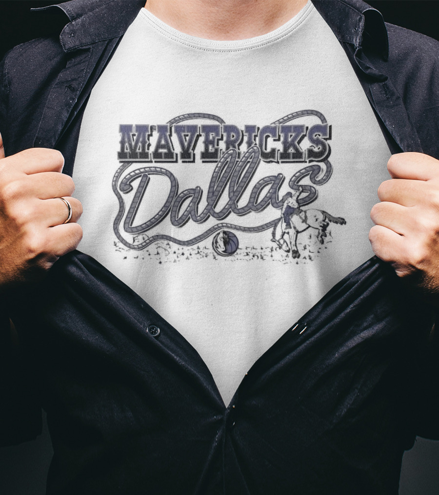 Dallas Mavericks Vintage Rope Western Horse Basketball T-Shirt