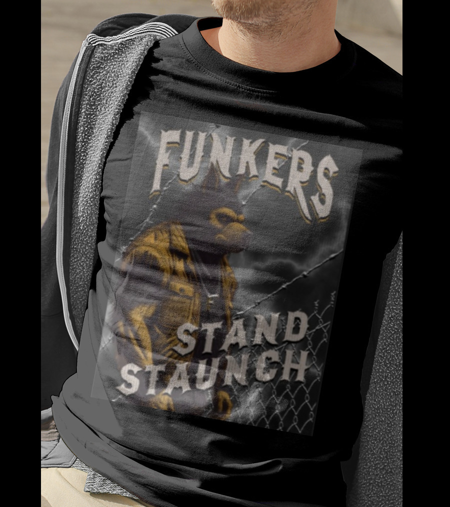 Funkers Stand Staunch Werewolf Against Barbed Fence T-Shirt