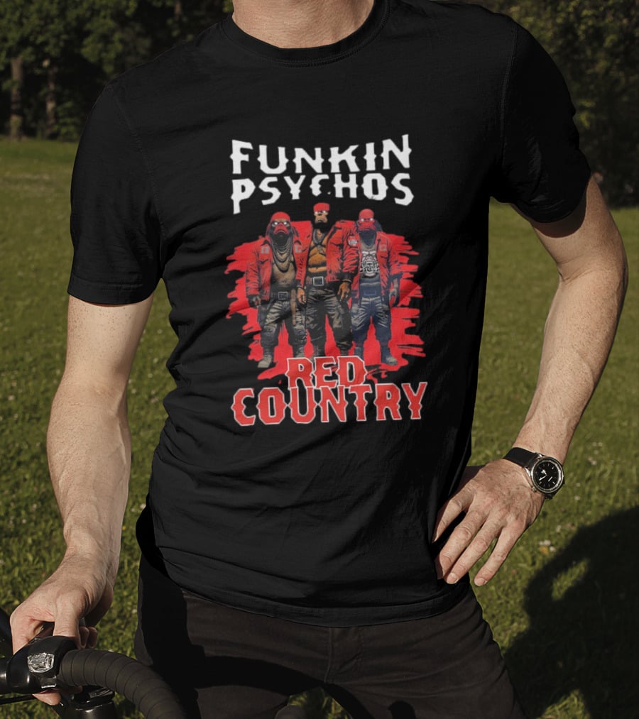Funkin’ Psychos Red Country Bandana Trio With Inked Jackets T-Shirt