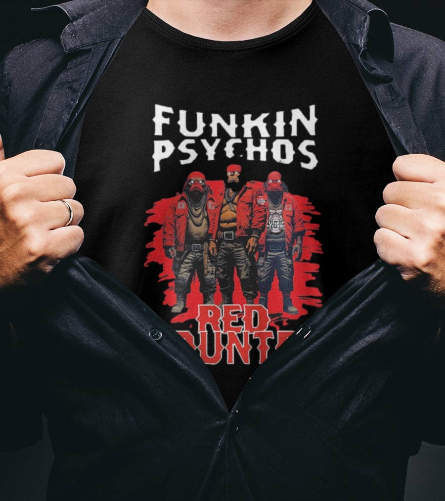 Funkin’ Psychos Red Country Bandana Trio With Inked Jackets T-Shirt