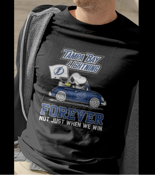 Tampa Bay Lightning Snoopy And Woodstock Driving Forever Not Just When We Win T-Shirt