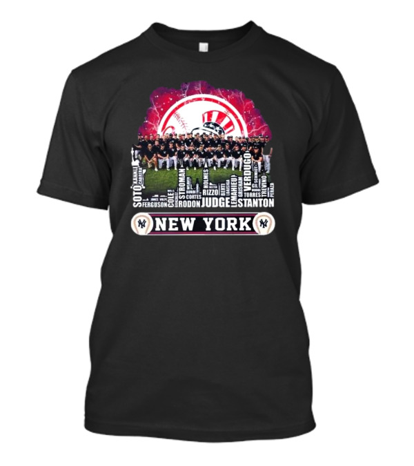 New York Yankees 2024 Squad Soto Judge Stanton Verdugo City Skyline T-Shirt