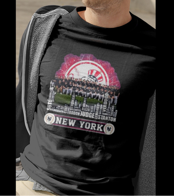 New York Yankees 2024 Squad Soto Judge Stanton Verdugo City Skyline T-Shirt