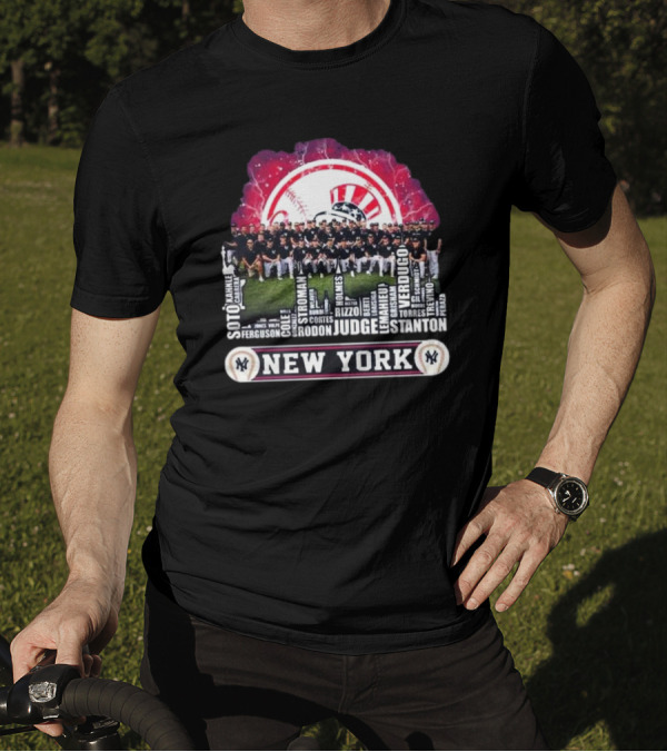 New York Yankees 2024 Squad Soto Judge Stanton Verdugo City Skyline T-Shirt