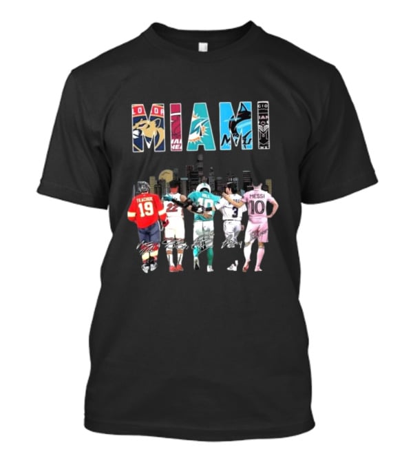 Miami Dolphins Heat Marlins Inter Miami Panthers Signatures T-Shirt