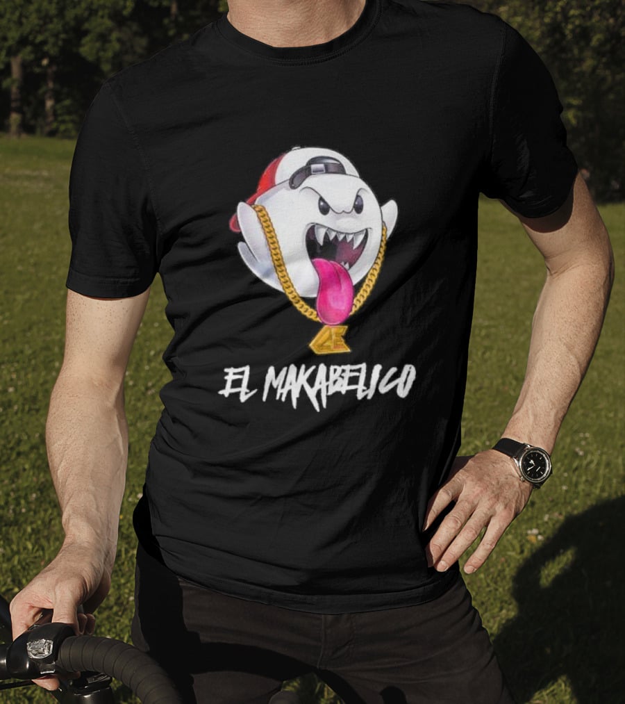 El Makabelico MB Ghost Cartoon-Inspired Design With Golden Chain T-Shirt