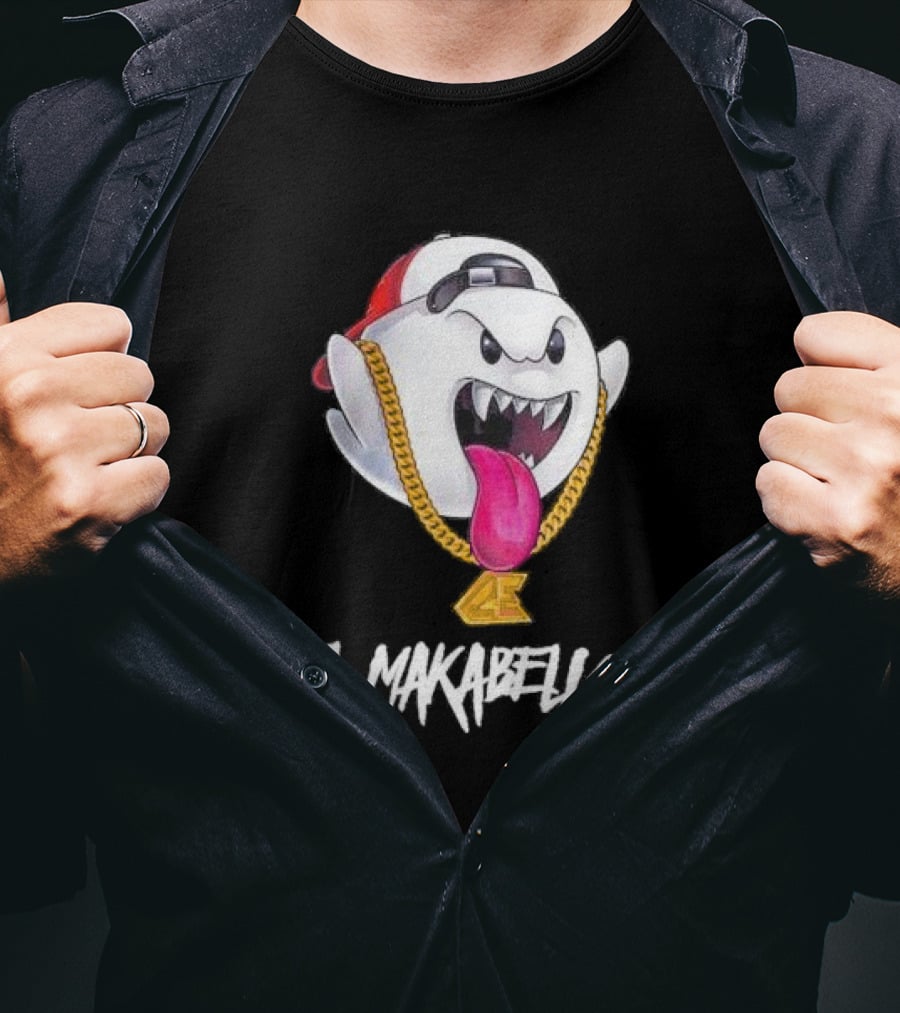 El Makabelico MB Ghost Cartoon-Inspired Design With Golden Chain T-Shirt