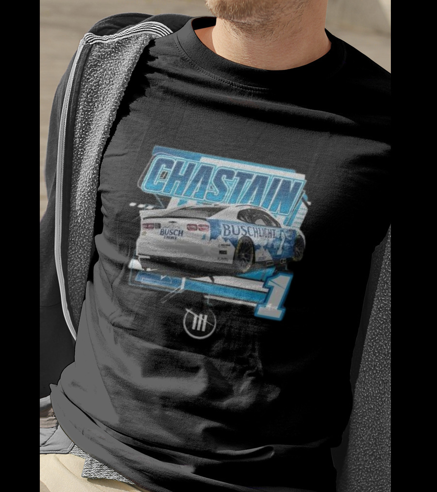 Chastain Trackhouse Racing Busch Light Car 1 Heather Charcoal T-Shirt