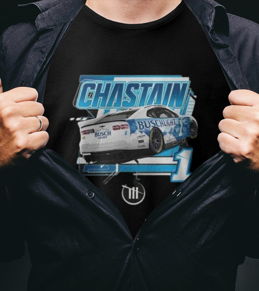 Chastain Trackhouse Racing Busch Light Car 1 Heather Charcoal T-Shirt