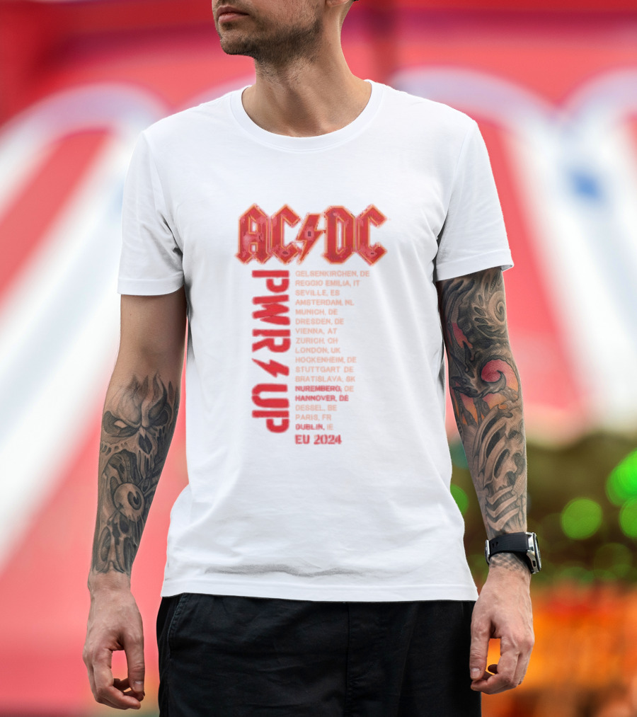 AC DC POWER UP Gelsenkirchen Reggio Emilia Seville Amsterdam Munich European Tour T-Shirt