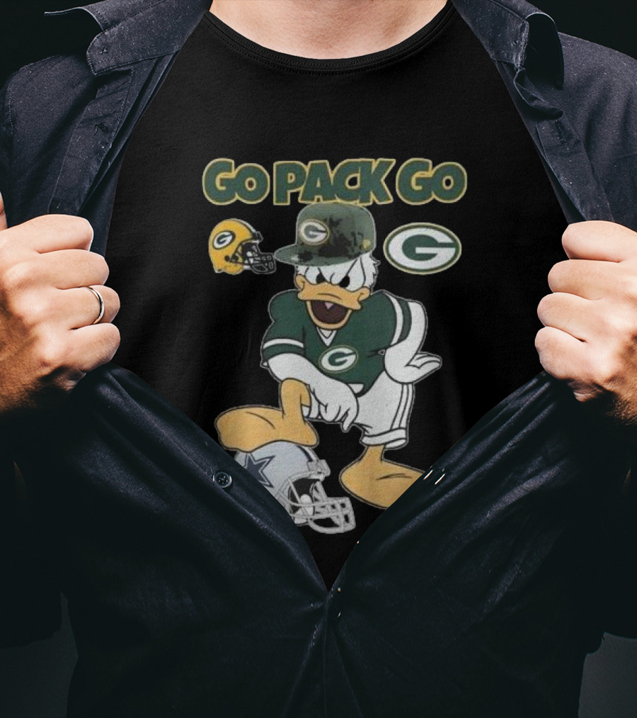 Go Pack Go Donald Duck Green Bay Packers Defeats Dallas Cowboys Helmet T-Shirt