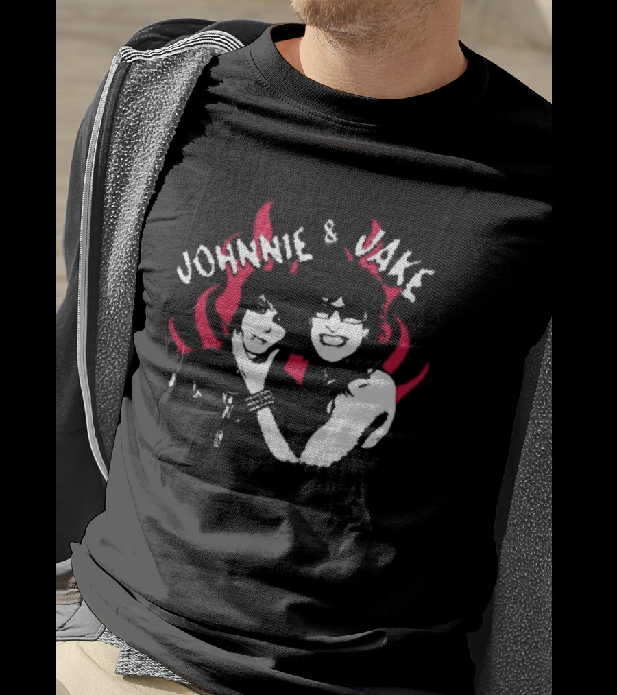 Johnnie And Jake Punk Rock Duo With Fiery Background T-Shirt