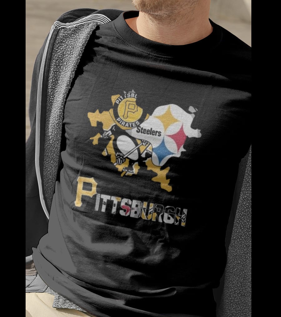 Pittsburgh Pirates Steelers Map T-Shirt