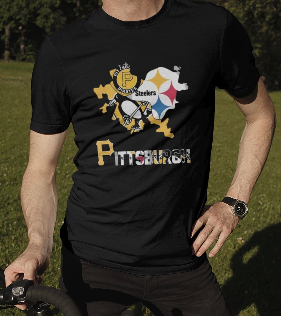 Pittsburgh Pirates Steelers Map T-Shirt