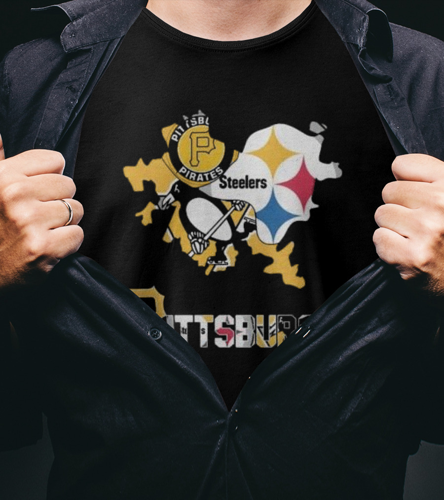 Pittsburgh Pirates Steelers Map T-Shirt