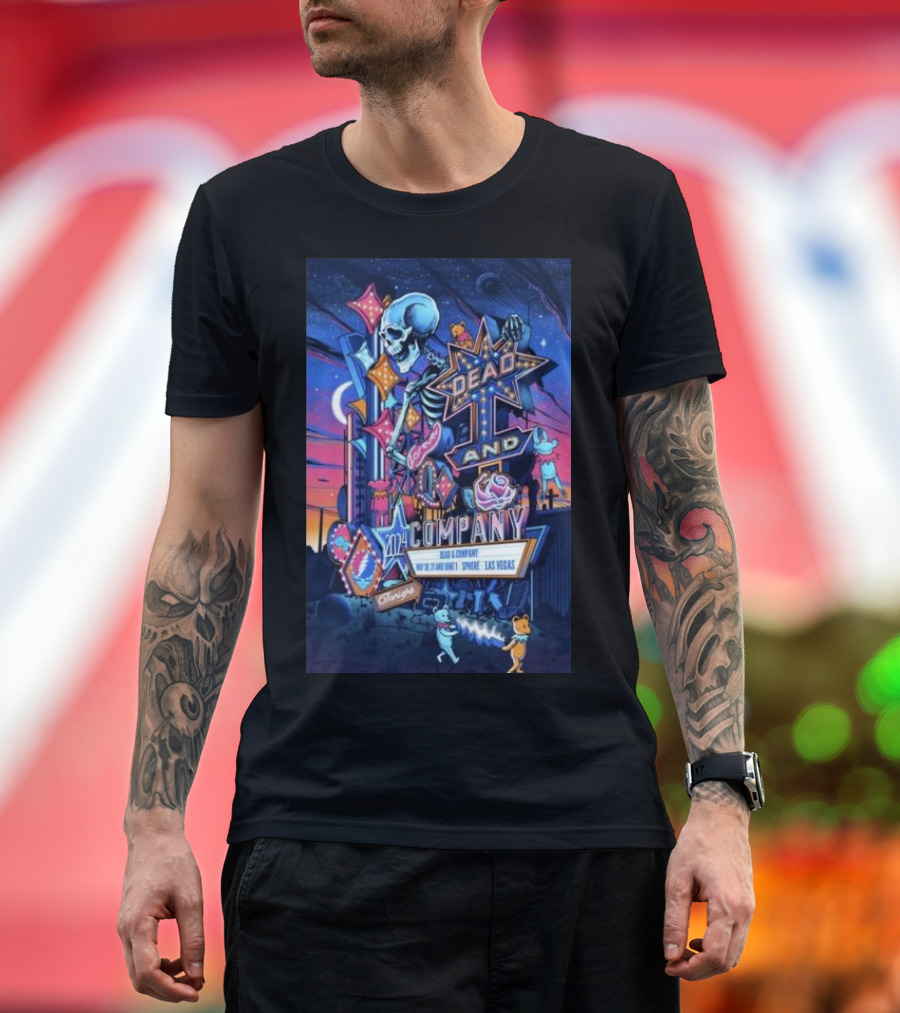 Dead And Company 2024 Las Vegas May 30-June 1 Sphere Cosmic Skeleton Neon Desert T-Shirt