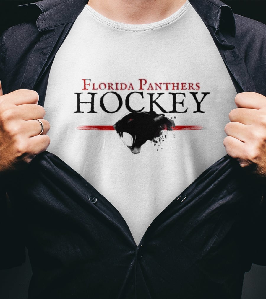 Florida Panthers Vintage Hockey Black Red Panther T-Shirt