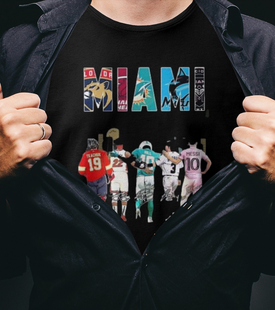 Miami Florida Panthers Heat Dolphins Marlins City Soccer Tee Players T-Shirt