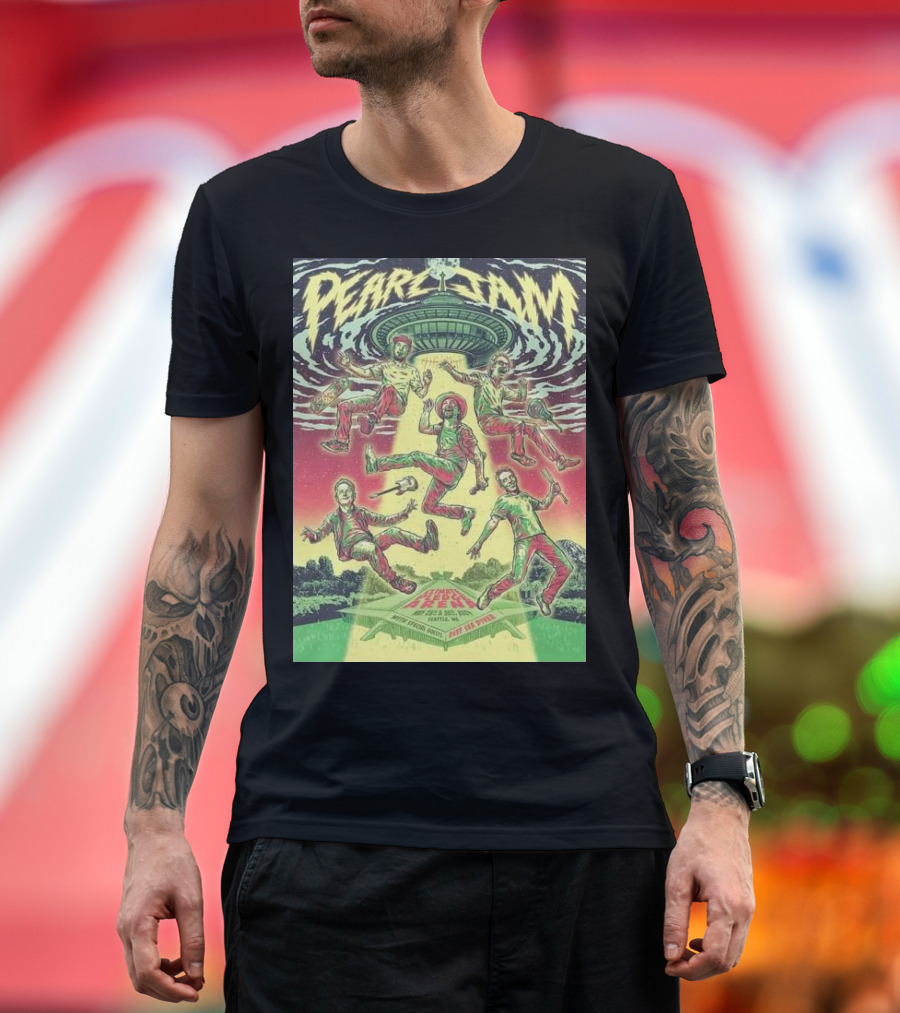 Pearl Jam Live at Climate Pledge Arena with Deep Sea Diver May 28-30 Washington Poster by Garrett Morlan T-Shirt