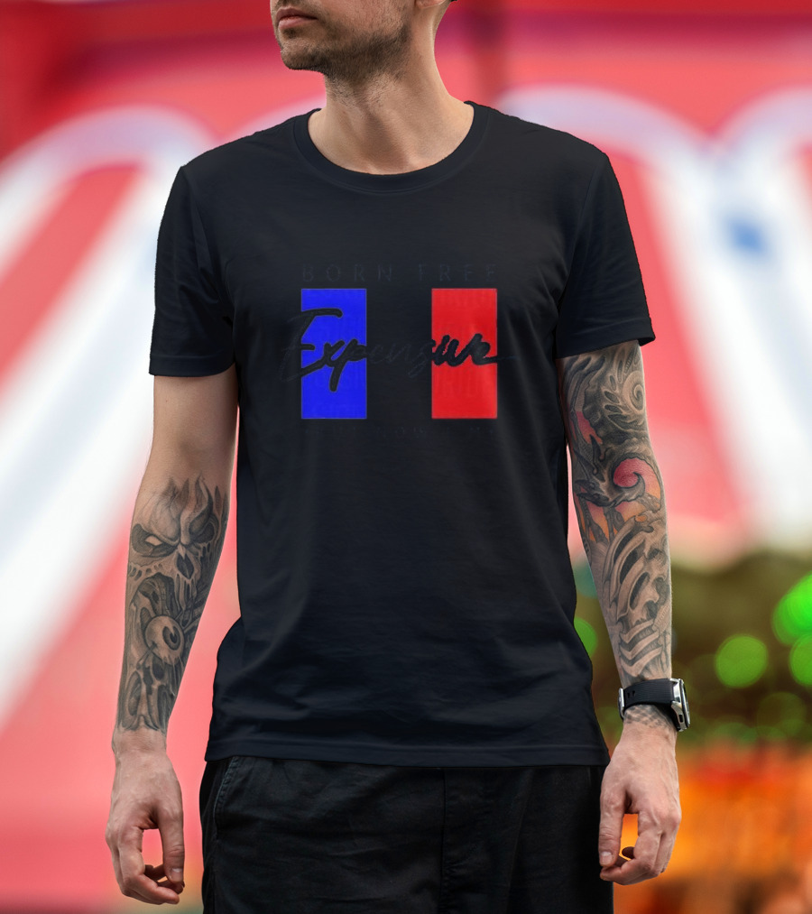 Born Free But Now I'm Expensive Red and Blue Blocks T-Shirt