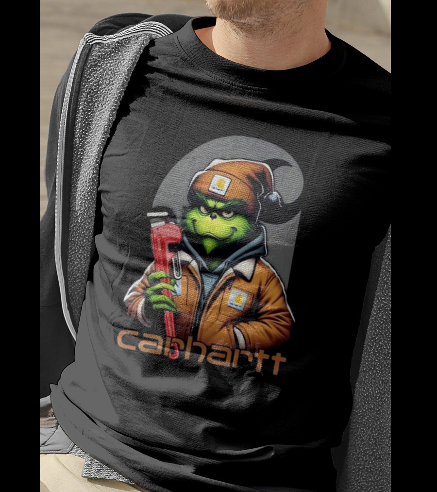 Grinch Carhartt Mechanic Holding Wrench T-Shirt