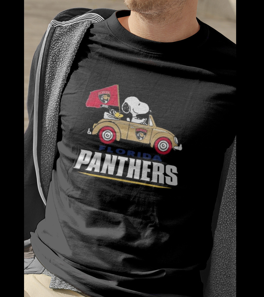 Florida Panthers Hockey Snoopy Driving Classic Car Fan T-Shirt