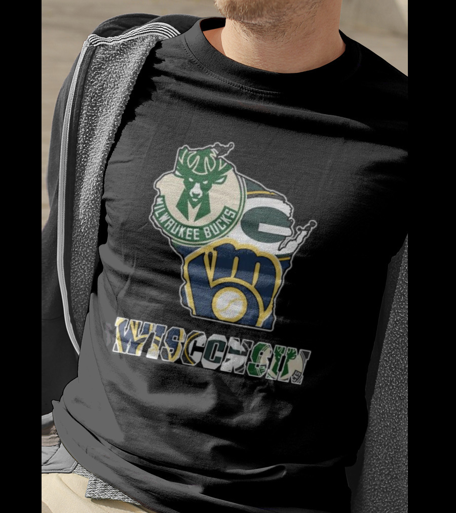 Milwaukee Bucks Green Bay Packers Milwaukee Brewers Wisconsin Team T-Shirt