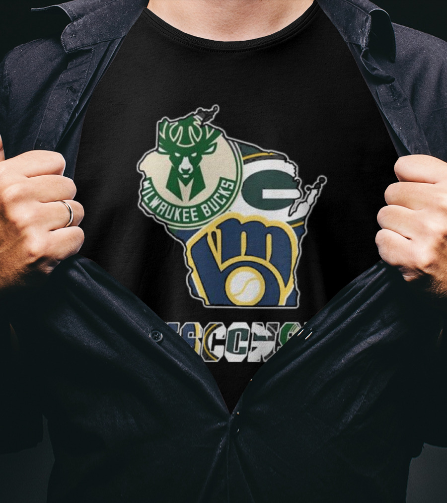 Milwaukee Bucks Green Bay Packers Milwaukee Brewers Wisconsin Team T-Shirt