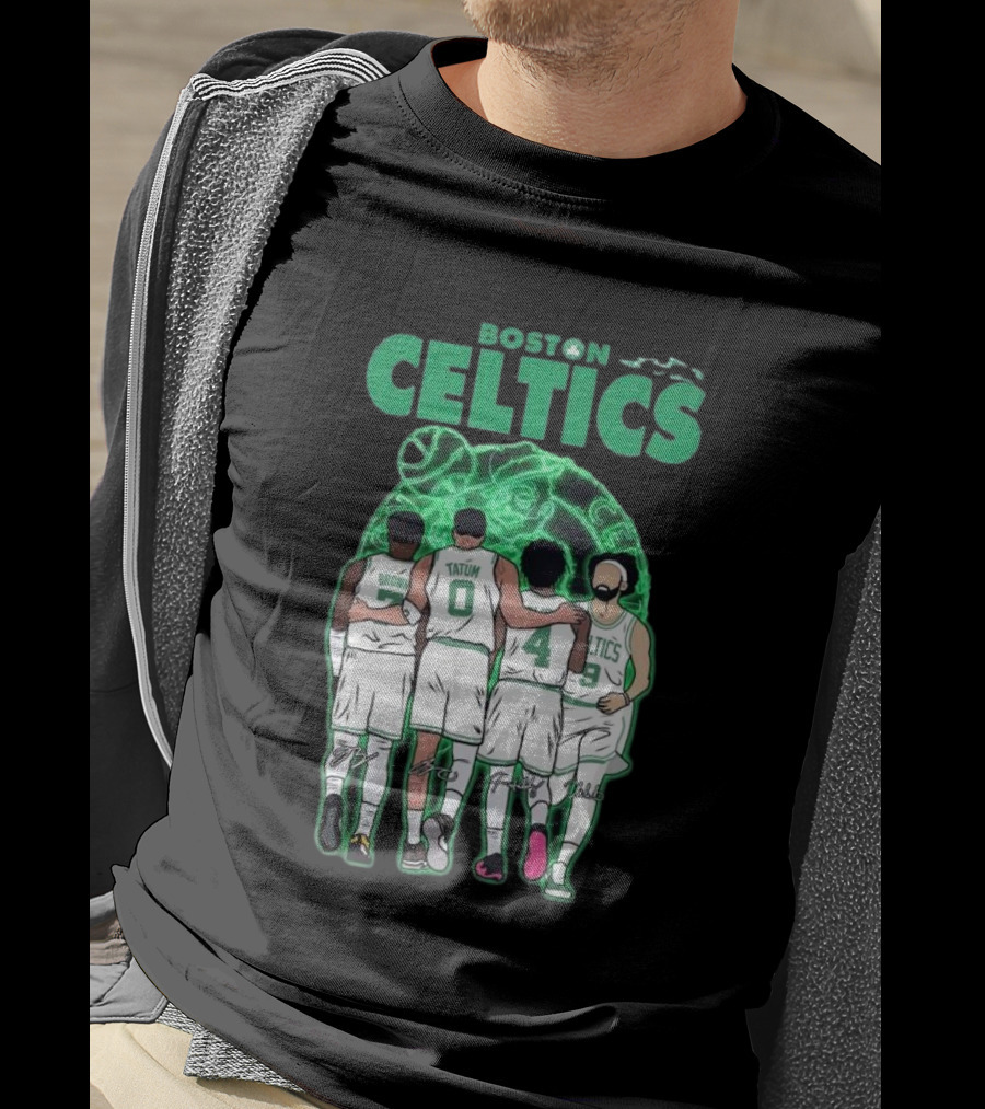 Boston Celtics Brown Tatum Holiday Derrick Signatures Basketball Players T-Shirt