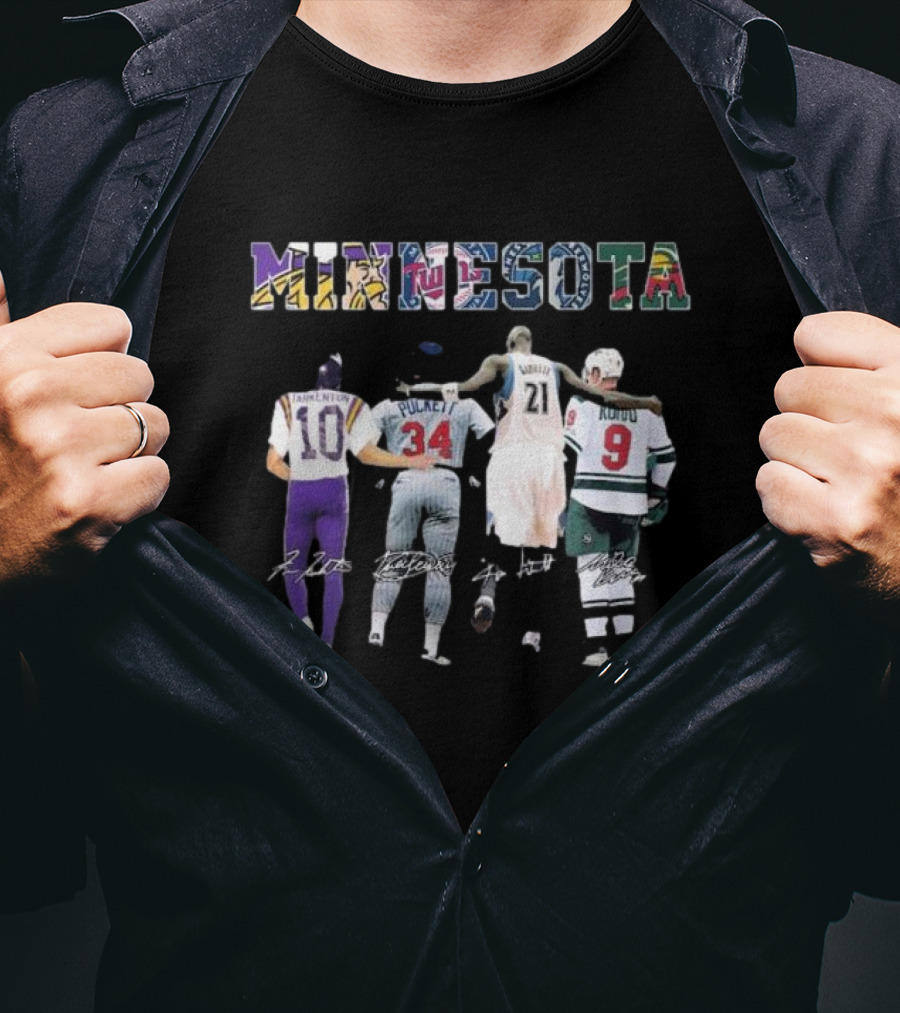 Minnesota Tarkenton Puckett Garnett Koivu Sports Legends Signatures T-Shirt