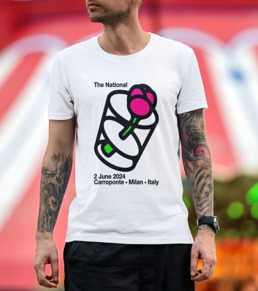 The National 2 June 2024 Carroponte Milan Italy Concert Event Poster with Rose T-Shirt
