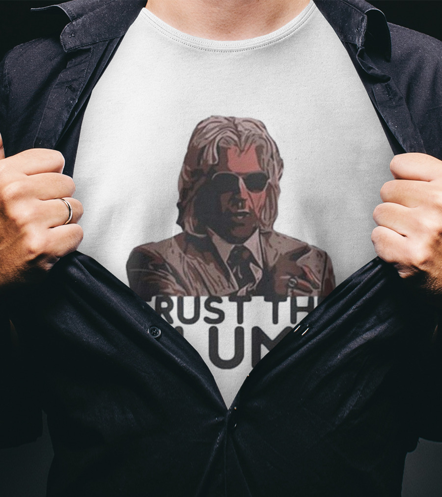 Trust The Plums Mysterious Figure With Sunglasses And Suit T-Shirt