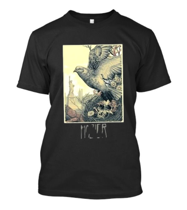 Hozier Forest Hills Stadium Queens NY June 4 2024 Concert Art With Statue Of Liberty And Dove T-Shirt