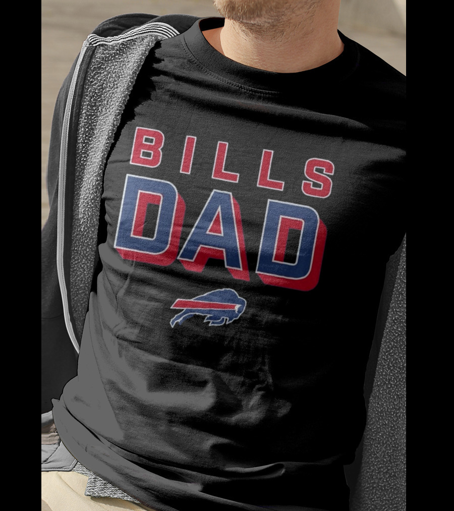 Buffalo Bills Dad Red Blue Bold Lettering T-Shirt